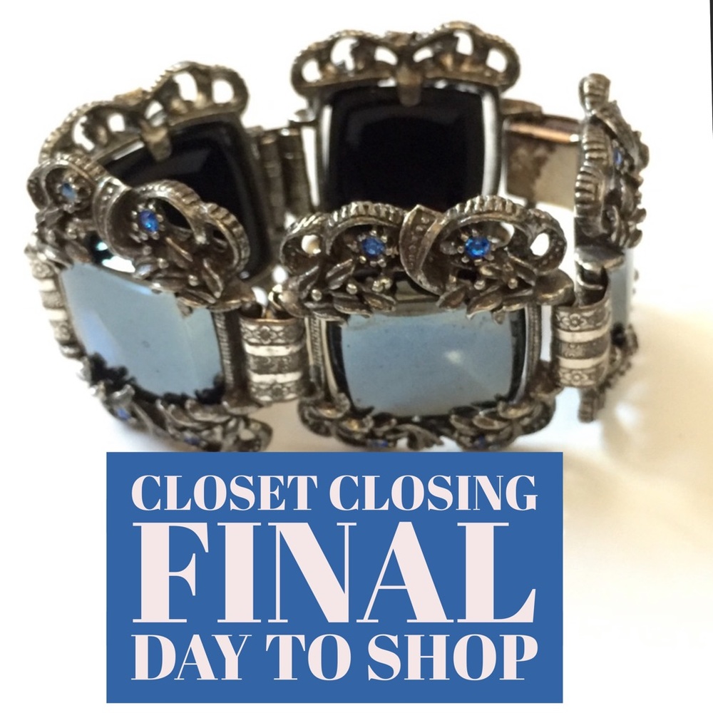 Vintage Chunky Hematite Panel Bracelet